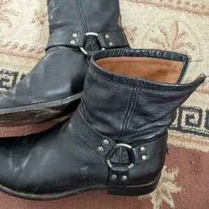 Frye Black Leather Combat Boots
